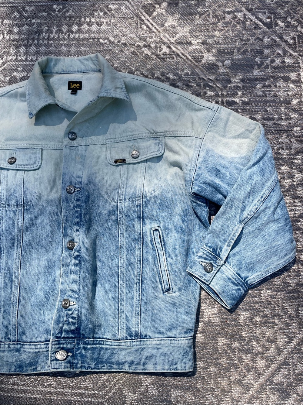 Lee Light Blue Ombre Denim Jacket Boxy Oversized Fit Women’s Small